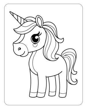 Cute Unicorn line art vector on white background. unicorn illustration for coloring page. clipart