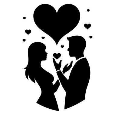 Sevgililer Günü siluet tasarım elementinde aşık ve romantik bir çift