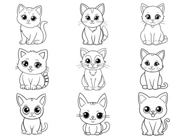 Bohça Çizgisi Sanat Sevimli Kedi Oynayan Poz Sanatı Oyuncak Kedi Çizim Elleri Clipart