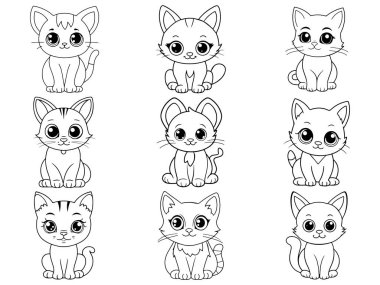 Bohça Çizgisi Sanat Sevimli Kedi Oynayan Poz Sanatı Oyuncak Kedi Çizim Elleri Clipart