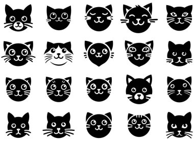 Sayısal Tasarımlar için Kedi Başı Görüntü Paketi