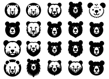 Vektör Sanatı için Vahşi Ayı Başı Silueti Paketi