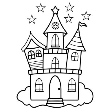 Çocuklar için basılabilir Cadılar Bayramı Perili Ev Boyama Sayfası