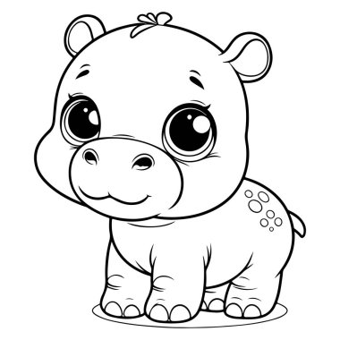 Çocuklar için Yazdırılabilir Şirin Hippo Renklendirme Sayfaları