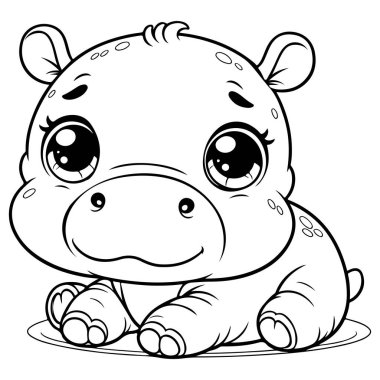 Çocuklar için Yazdırılabilir Şirin Hippo Renklendirme Sayfaları