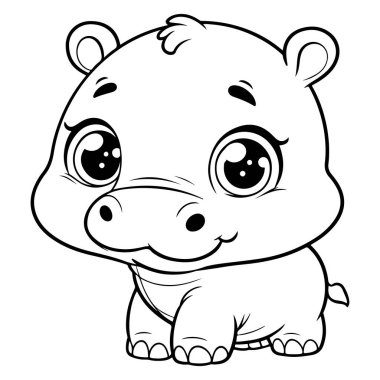 Çocuklar için Yazdırılabilir Şirin Hippo Renklendirme Sayfaları
