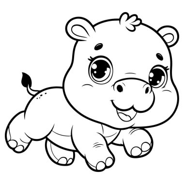 Çocuklar için Yazdırılabilir Şirin Hippo Renklendirme Sayfaları