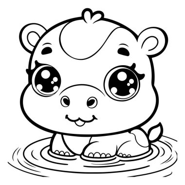 Çocuklar için Yazdırılabilir Şirin Hippo Renklendirme Sayfaları