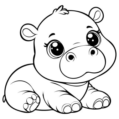 Çocuklar için Yazdırılabilir Şirin Hippo Renklendirme Sayfaları
