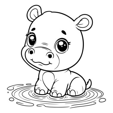 Çocuklar için Yazdırılabilir Şirin Hippo Renklendirme Sayfaları