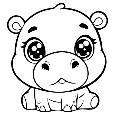 Çocuklar için Yazdırılabilir Şirin Hippo Renklendirme Sayfaları