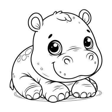 Çocuklar için Yazdırılabilir Şirin Hippo Renklendirme Sayfaları
