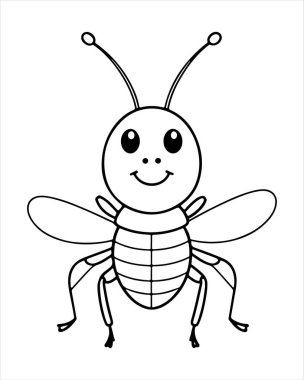 Çocuklar için Sevimli Böcek Renklendirme Sayfaları ya da Yazdırılabilir Böcek Sanatı