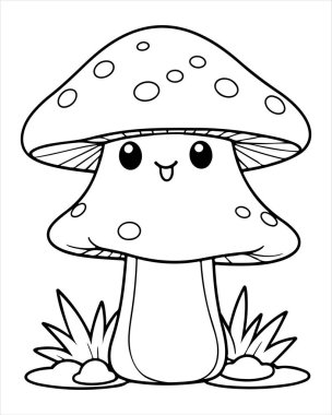 Çocuklar için Yazdırılabilir Tatlı Mantar Renklendirme Sayfaları