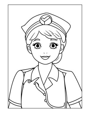 Çocuklar için Yazdırılabilir Sevimli Hemşire Renklendirme Sayfaları