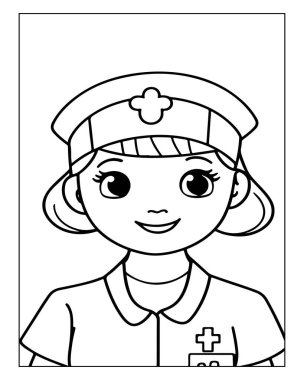 Çocuklar için Yazdırılabilir Sevimli Hemşire Renklendirme Sayfaları