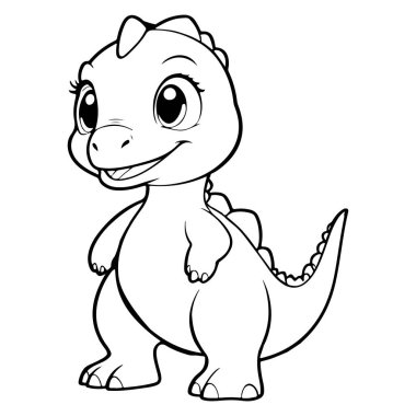 Vektör tasarımı için Şirin Dinozor Çizgisi Sanat İllüstrasyonu