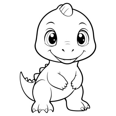 Vektör tasarımı için Şirin Dinozor Çizgisi Sanat İllüstrasyonu