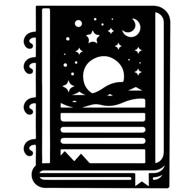 Bir Mistik Spiral Not Defteri Siluet Vektör İllüstrasyonu