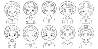 Sevimli Afrikalı Kız Boyama Sayfası