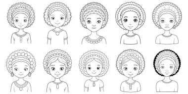 Sevimli Afrikalı Kız Boyama Sayfası