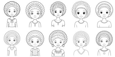 Sevimli Afrikalı Kız Boyama Sayfası