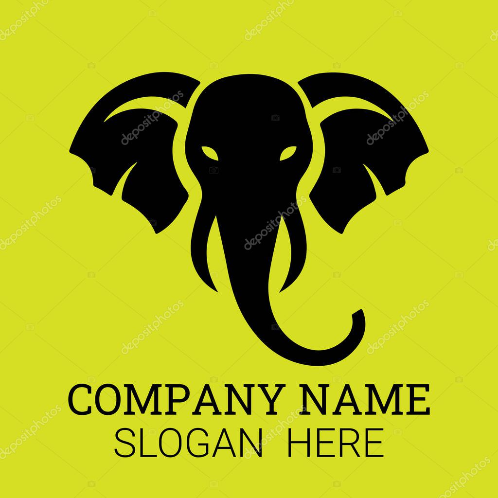 A stylized black elephant head logo against a vibrant yellow backdrop, ideal for corporate branding.