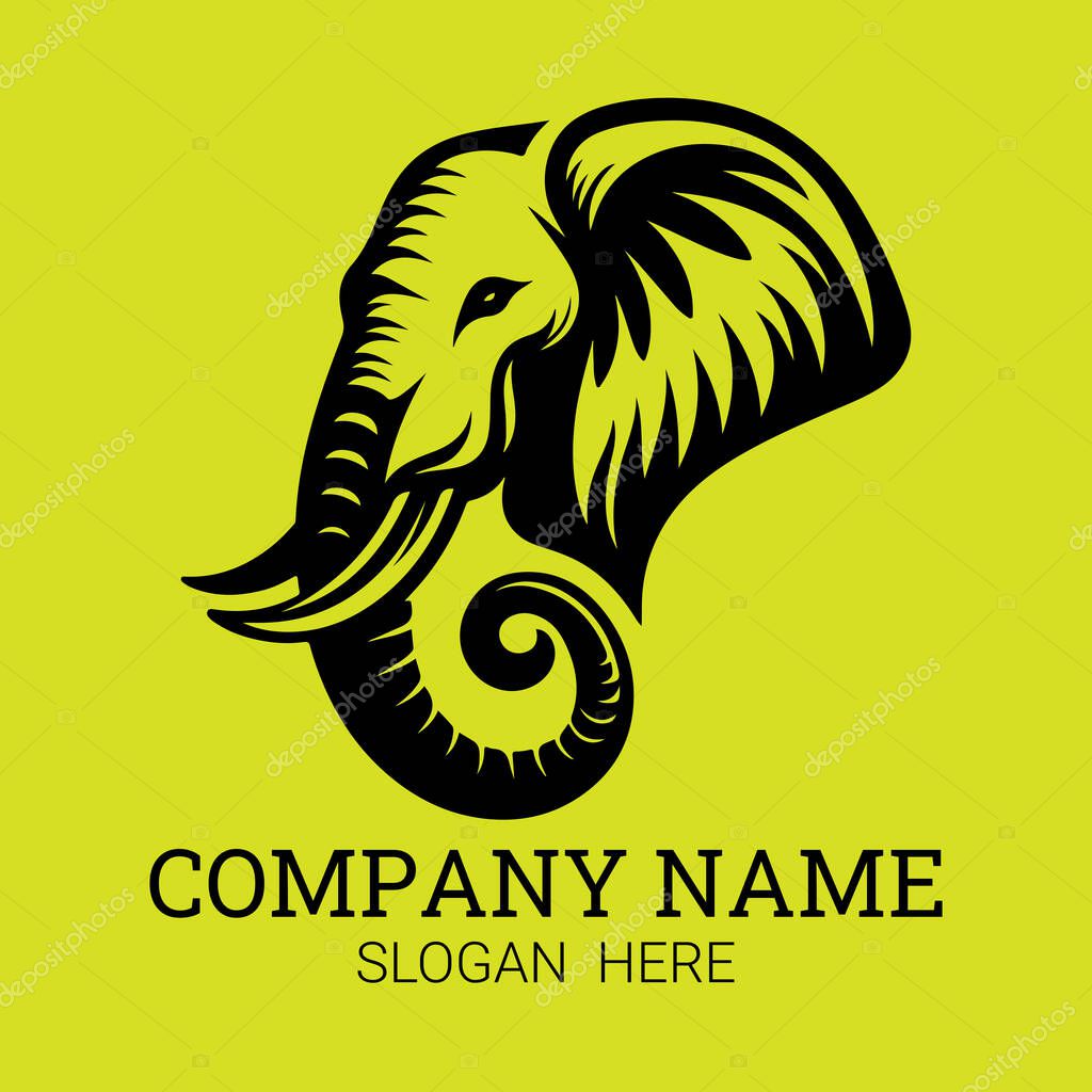 A stylized black elephant head logo design, perfect for a company needing a strong and sophisticated brand image.