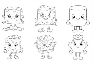 Tatlı İkram Rengi Sayfası Sevimli Şekerleme Karakterleri Çocuklar İçin Şekerlemeler