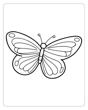 Yetişkin Renklendirme Etkinliği veya Şablonu İçin Karmaşık Desenli Kelebek Kanatlarının Ayrıntılı Tasarımı