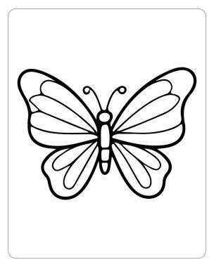 Uçmaya Hazır Kelebek Basit Çizgiler ve Renklere Temel Örnekler Özet Renklendirme Sayfası