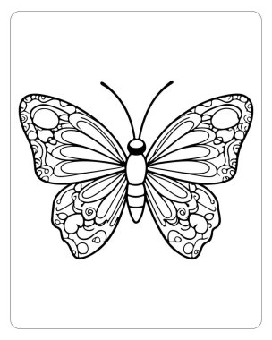 Rahatlama ve Yaratıcılık için narin Kelebek Renklendirme Sayfası Renklendirme İçin Güzel Bir Böcek Çok Karmaşık Detaylarla