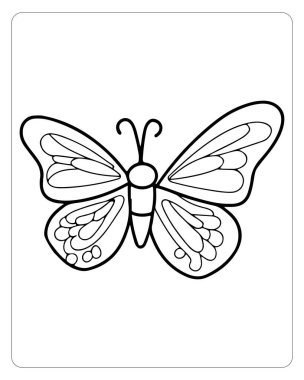 Çocukların Yaratıcılığını Geliştirmek ve Zevk Almaları İçin Kanatlarında Dekoratif Detaylarla Bir Kelebeğin Renkli Sayfası