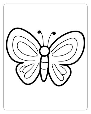 Basit Kelebek Ana Hattı Vektör Resimi Çocukların Eğitim Amaçlı Klasik Çizimi veya Yetişkin Renklendirme Kitapları İlişkisi