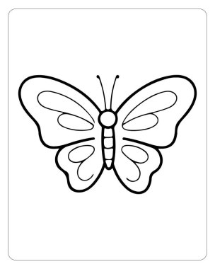 Çocuklar ve Yetişkinler için Hassas Kelebek Çizimi Renklendirme Sayfası Basit Çizgi Sanatı Güzel Böcek Kanatları Bedava Yazdırma Kanatları