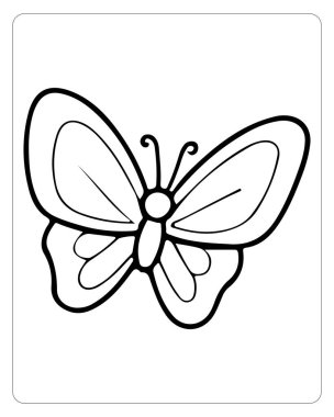 Karmaşık Kanat Tasarımlı Bir Kelebeğin Ayrıntılı Renklendirme Sayfası ve Çocuklar için Basit Bir Vücut
