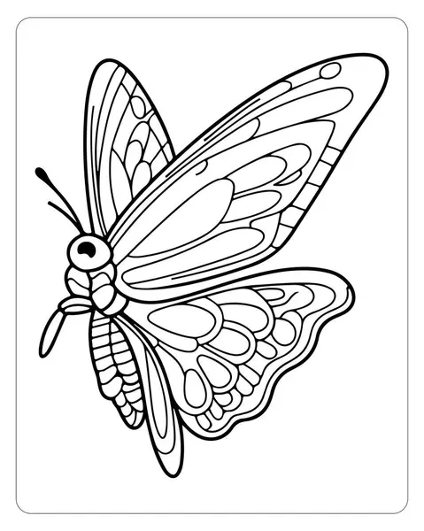 Kelebek Çizimi Güzel Simetriyi Renklendirmek için Ayrıntılı Tasarım ve Sanatsal Etkinlikler ve Yaratıcı İfade İçin Hassas Desenler