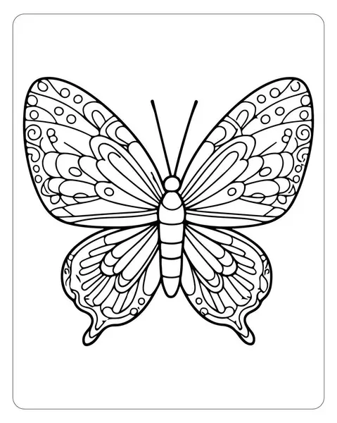 Karmaşık Kanatlı Hassas Kelebek Rahatlama ve Yaratıcı İfade Artistik Tasarımı İçin Ayrıntılı Renk Sayfası
