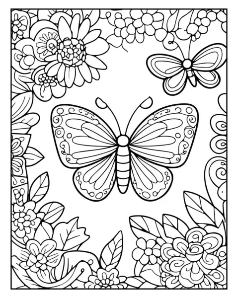Karmaşık Kelebek Bahçesi Rahatlama için Renkli Sayfa Sanatsal İfade ve Ayrıntılı Tasarımlar İçin Çiçekli Kaçış