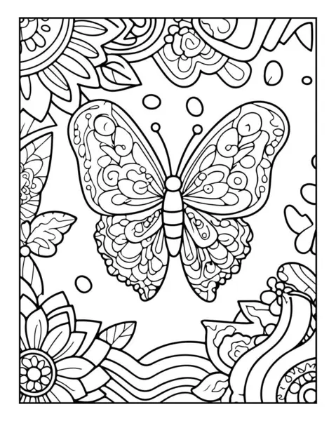 Çiçek ve Soyut Tasarımlarla Karmaşık Kelebek Renklendirme Sayfası Yaratıcılığınızı Rahatlatmak ve Etkinleştirmek İçin Sanatsal Çalışmalar Yapıyor