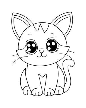 Sevimli Kedicik Boyama Sayfasını Bekliyor Genç Sanatçılar için Yaratıcı Bir Macera