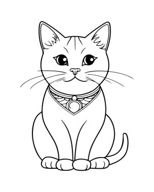 Tatlı bir kedicik, eşsiz dekorasyonu olan Rengi bekliyor.