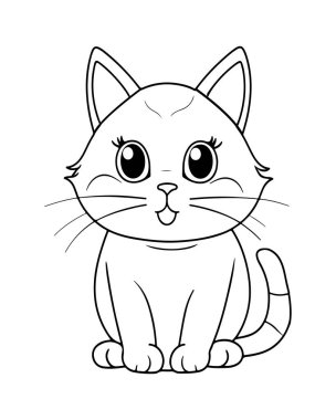 Çocuklar için şirin kedi boyama sayfası Eğlenceli ve kolay bir çizim yolu