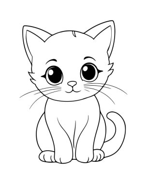 Çocuklar için resim çizen sevimli kedi yavrusu Renklendirmeyi ve Oynamayı Öğreniyor