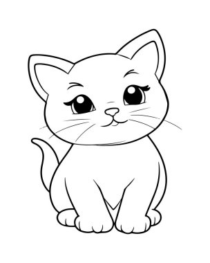 Sevimli küçük kedi yavrusu Sanatsal Renkleri Bekliyor Büyüleyici bir Renk Kitabı Çizimi