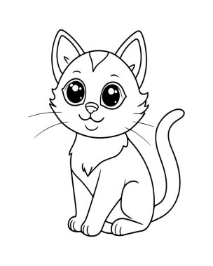 Boyama Kitapları ve Çocuk Etkinlik Tabloları için Sevimli Kedi Resimleri