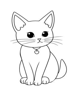 Çocuklar için Basit Kedi Çizimi Eğitsel Renklendirme Sayfaları Etkinlik Sayfaları Öğrenme