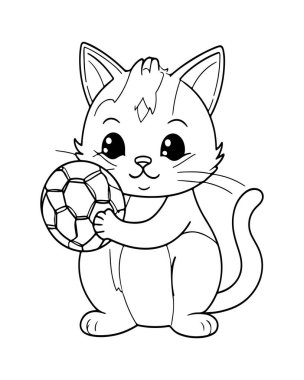 Çocuklar için Çizgi Roman Çizgisi Sanat İllüstrasyonuyla Oynayan Sevimli Kedi