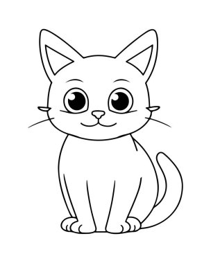 Renk Kitabı veya Yazdırma Kullanımı için Şirin Kedi Çizgisi Sanat Vektörü Tasarımı