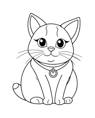 Yakalı Şirin Kedi Çizimi ve Cazibe Boyama Kitabı Çocuklar için Fikir